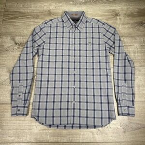 Ted Baker Blue and Gray Plaid Casual Button Down Shirt